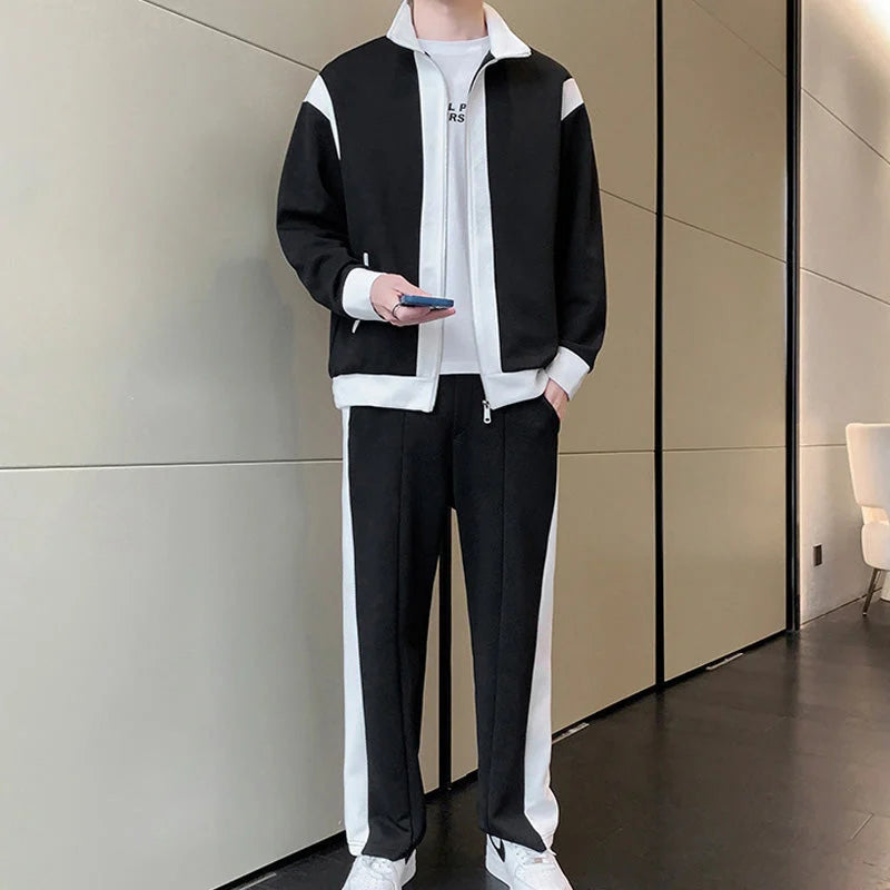 Men's Outfit Casual 2 Piece Contrast Sports Jogging Tracksuits Set