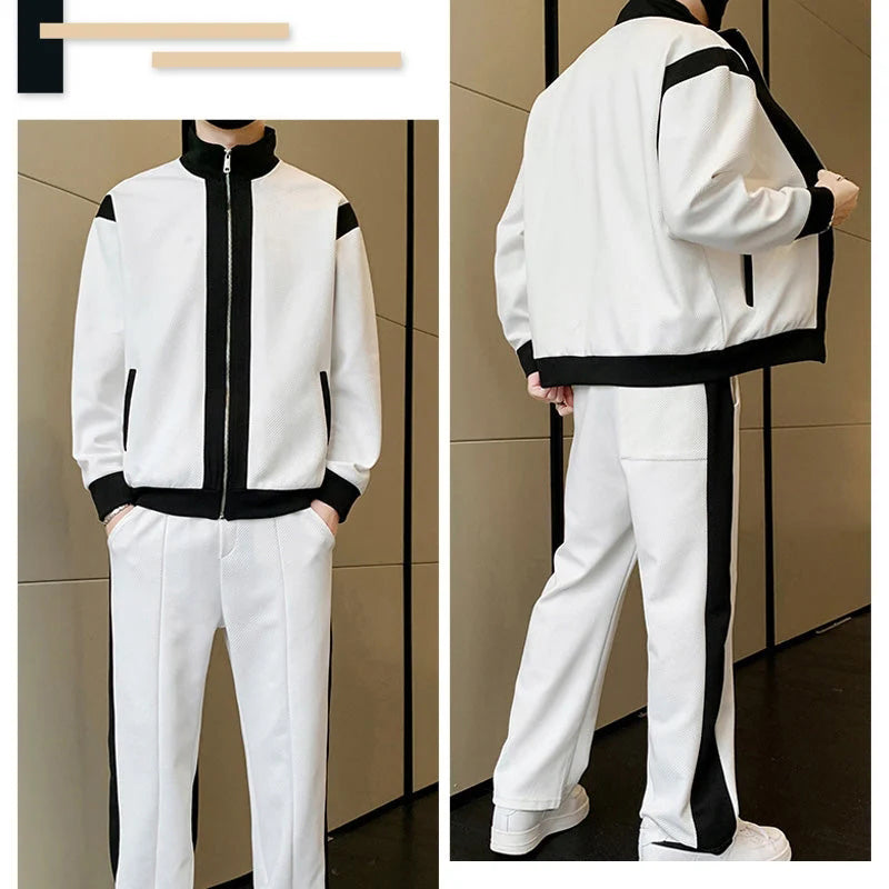 Men's Outfit Casual 2 Piece Contrast Sports Jogging Tracksuits Set