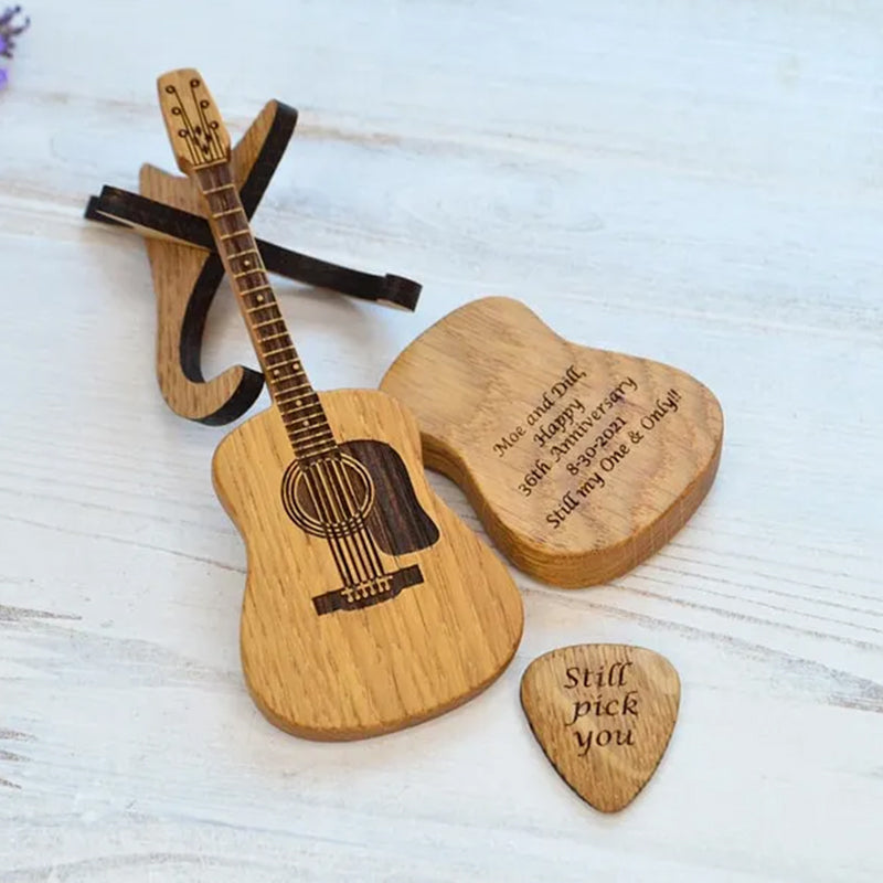 Wooden Acoustic Guitar Pick Box