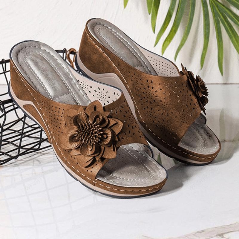 Womens Hollow Carved Wedge Sandals
