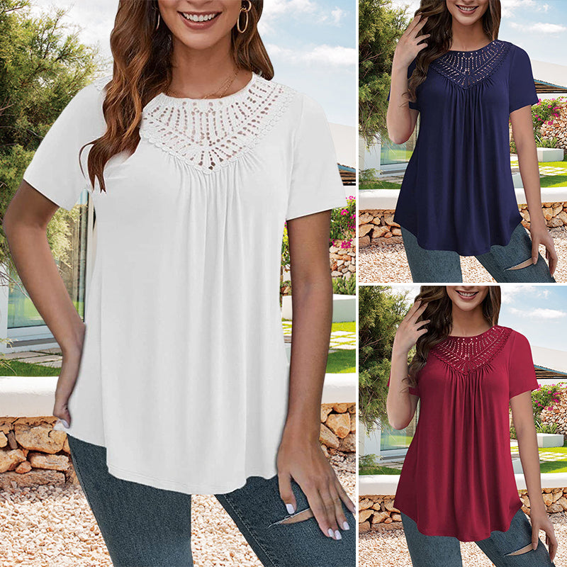 T-shirt With Lace Neckline